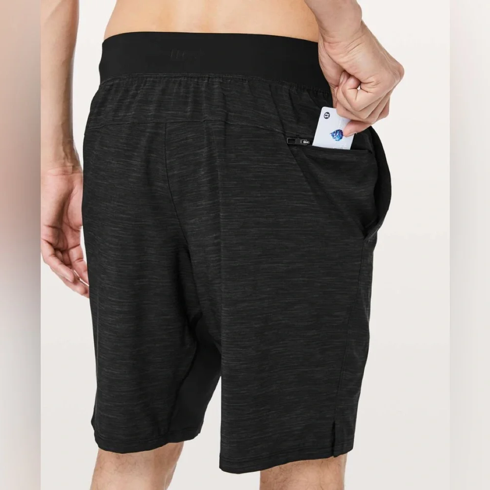 Lululemon The Short Linerless Hearthered Allover Deep Coal short